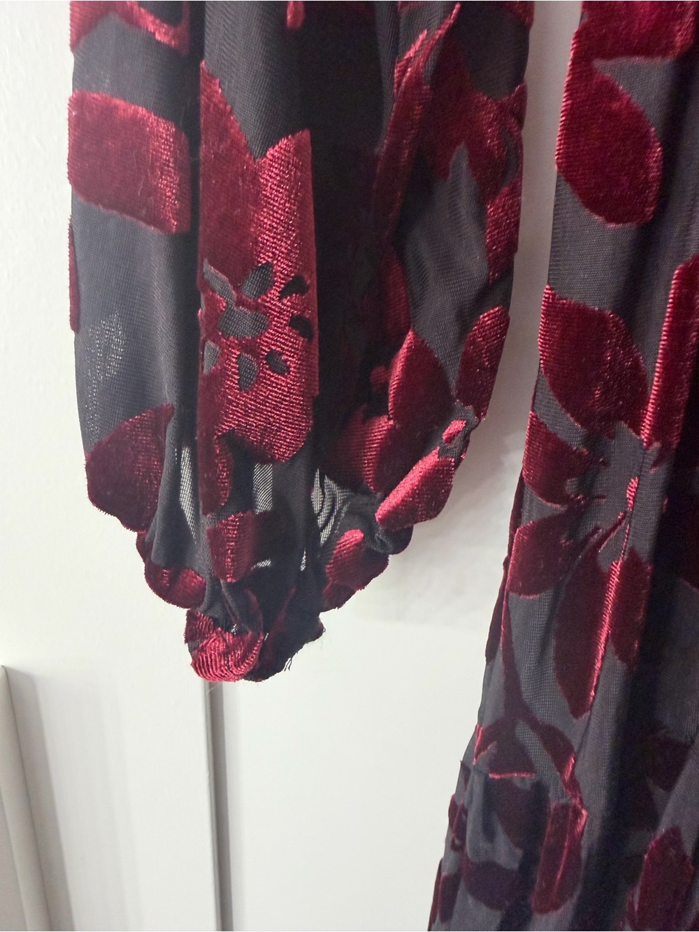 Taylor Charcoal Long-Sleeve Dress with Berry Floral Burnout - Picture 2 of 4